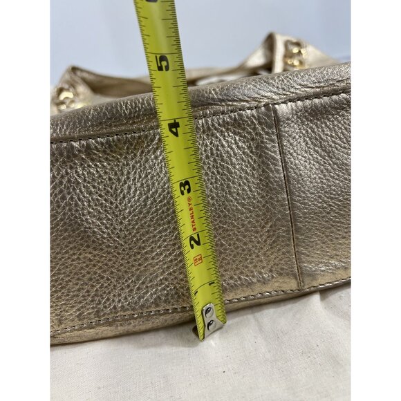 Michael Kors Gold Leather Shoulder Bag w/ Chain Accent & Canvas Storage Bag MK - Picture 8 of 13